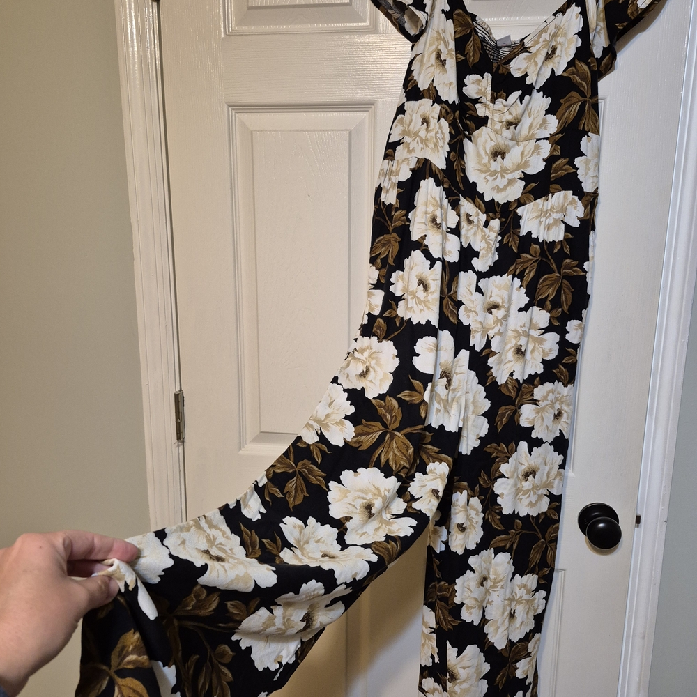 Old Navy Black and White Floral Jumpsuit